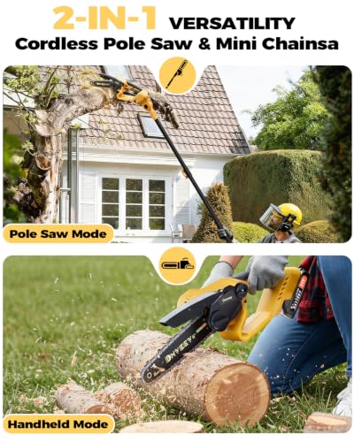 2-in-1 Cordless Pole Saw & 6-I - Mini Electric Chainsaw 6 Inch review and price