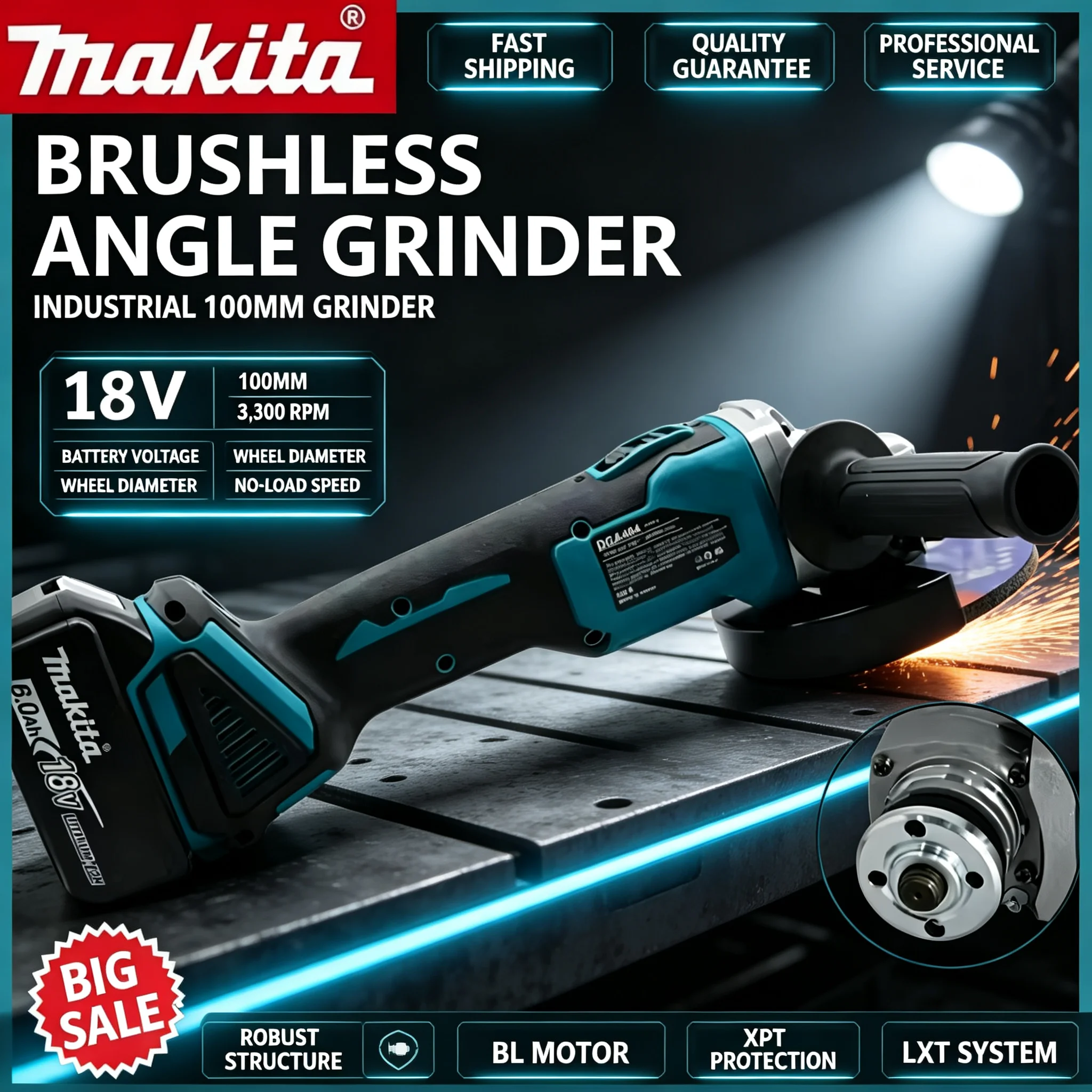 100mm High Power Makita DGA404 - Brushless Angle Grinder Battery Powered review and price